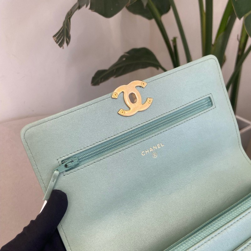 Chanel/香奈兒 人魚姬綠色限量款 19bag woc 斜背包肩背包-14