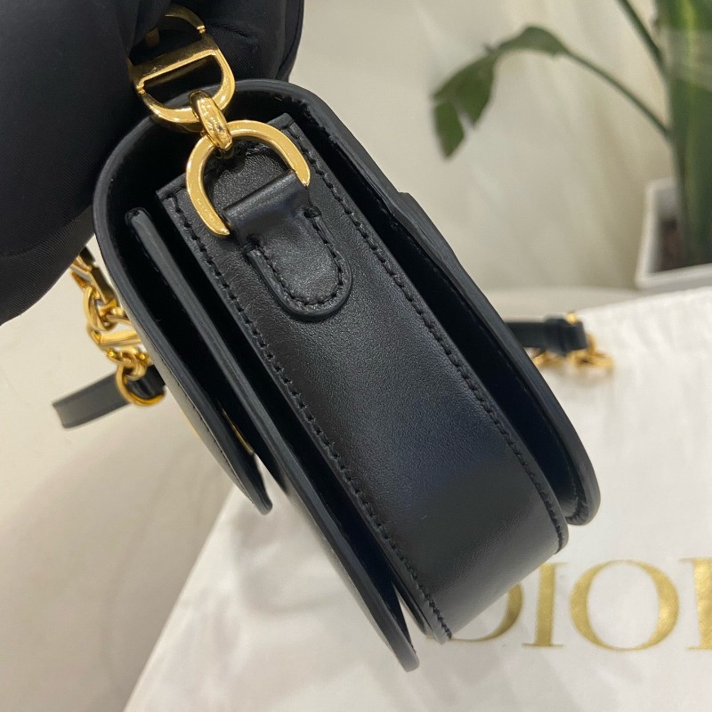 Dior 黑色全皮avenue CD金扣 皮革翻蓋開合手袋斜背包鏈條包-3