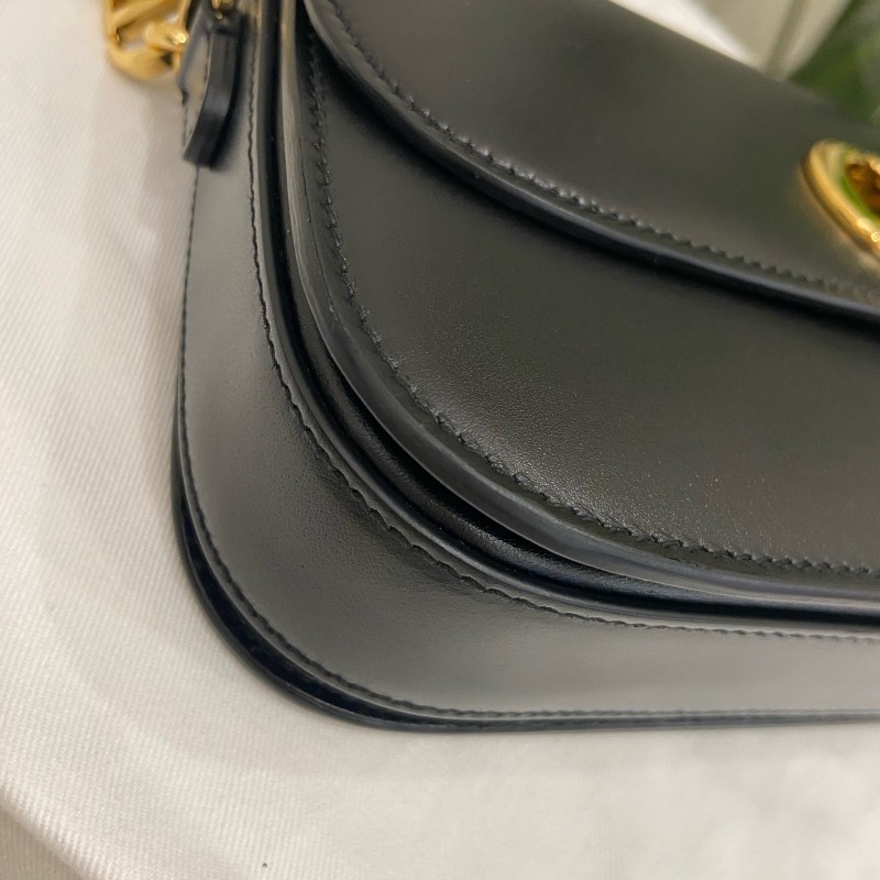 Dior 黑色全皮avenue CD金扣 皮革翻蓋開合手袋斜背包鏈條包-4