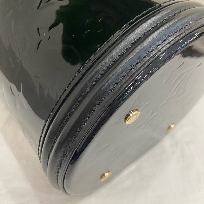 LV 發財桶 漆皮黑色手提包斜背包-5