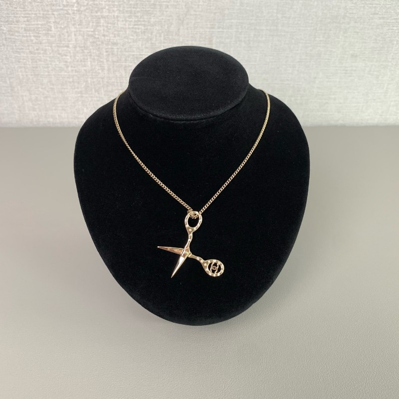 CHANEL香奈兒 手工坊系列淡金色剪刀項鍊-0