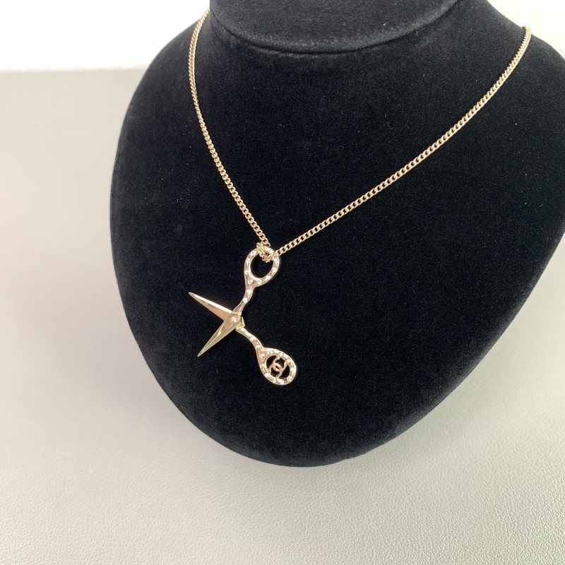 CHANEL香奈兒 手工坊系列淡金色剪刀項鍊-2
