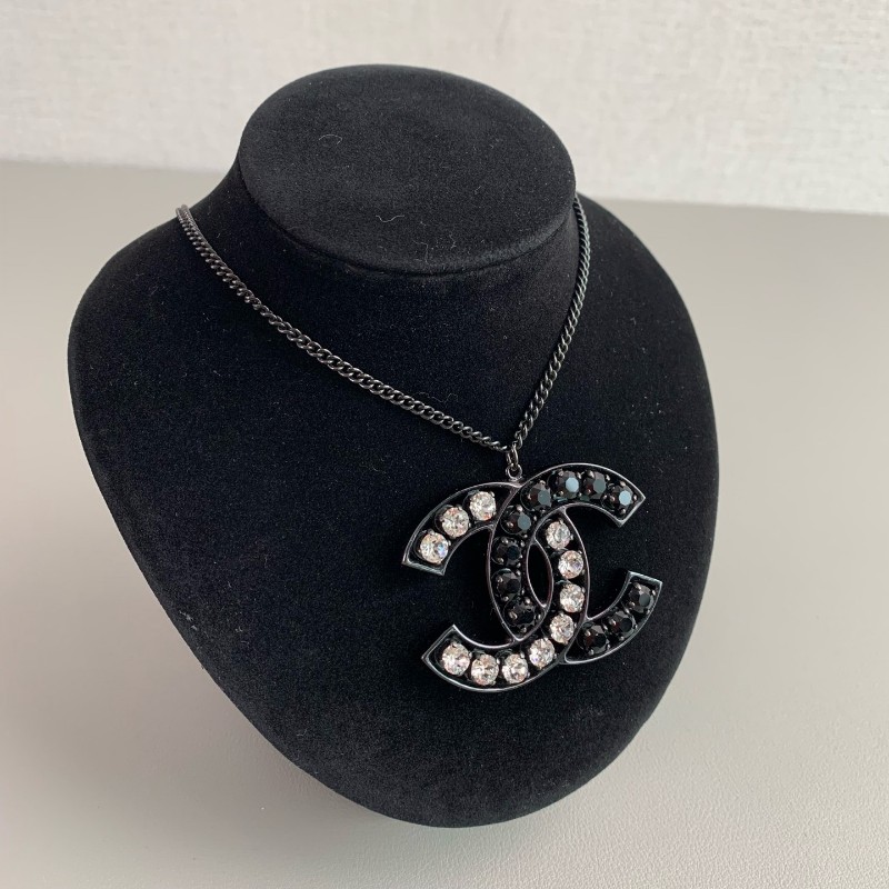 Chanel 香奈兒 黑白雙C水鑽 項鍊 毛衣鏈-1