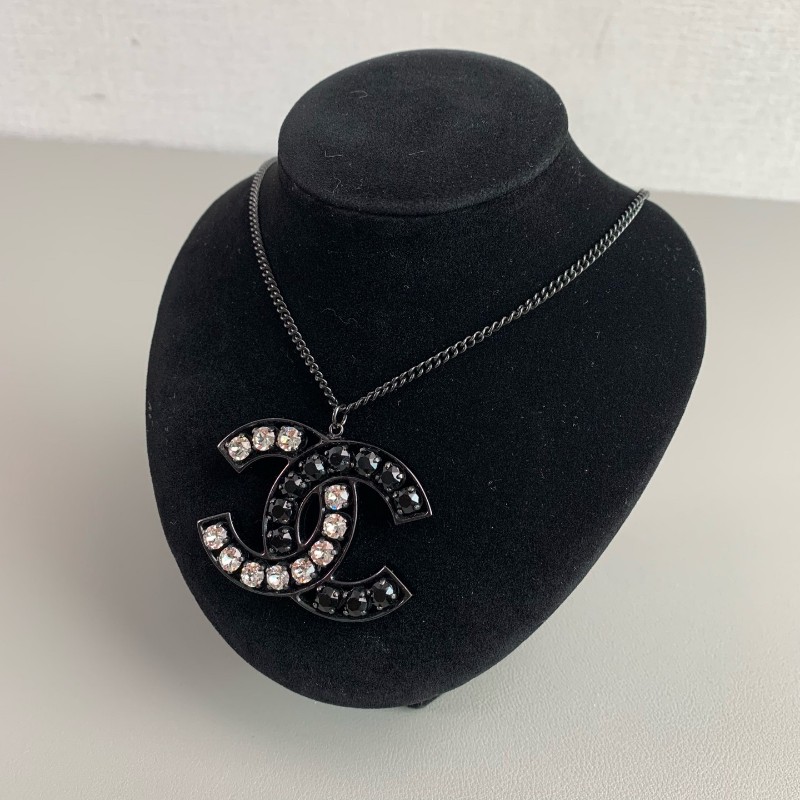 Chanel 香奈兒 黑白雙C水鑽 項鍊 毛衣鏈-2