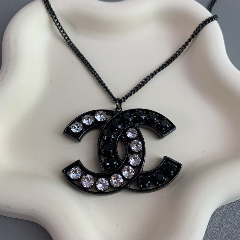 Chanel 香奈兒 黑白雙C水鑽 項鍊 毛衣鏈-3