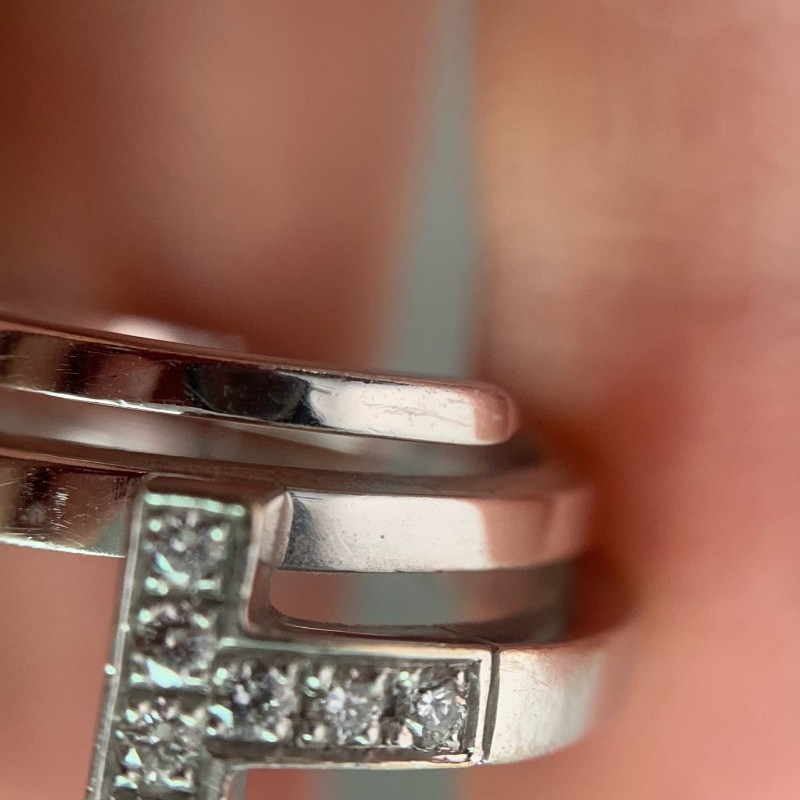 Tiffany T系列18K白金半鑽三圈戒指 48碼-10