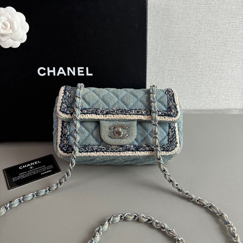 CHANEL香奈兒cf 編織牛仔大mini淺藍色
斜背包肩背包-0