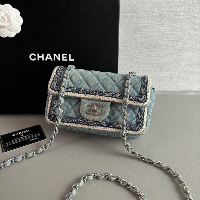 CHANEL香奈兒cf 編織牛仔大mini淺藍色
斜背包肩背包-2