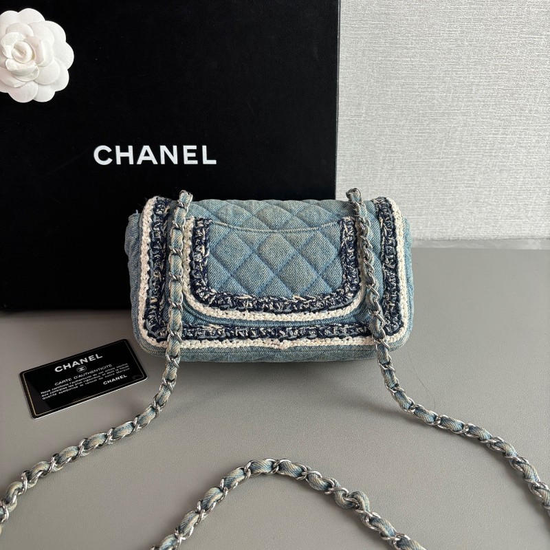 CHANEL香奈兒cf 編織牛仔大mini淺藍色
斜背包肩背包-3