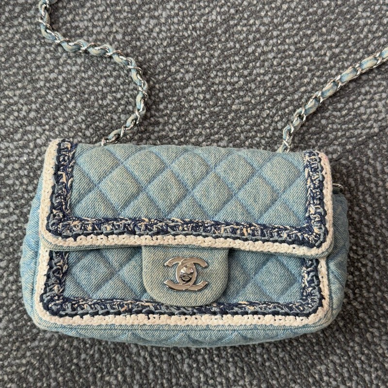 CHANEL香奈兒cf 編織牛仔大mini淺藍色
斜背包肩背包-6