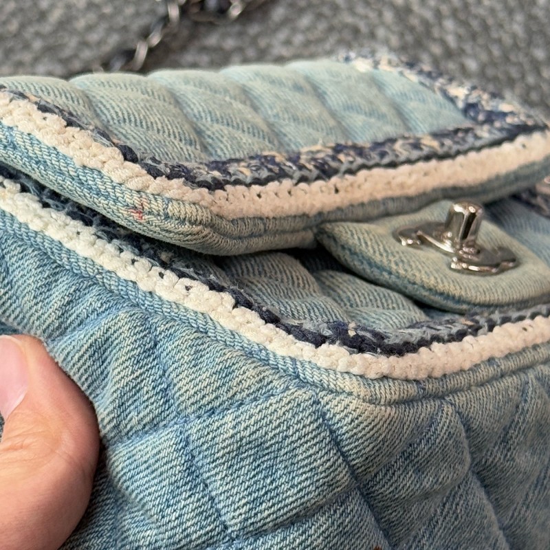 CHANEL香奈兒cf 編織牛仔大mini淺藍色
斜背包肩背包-9