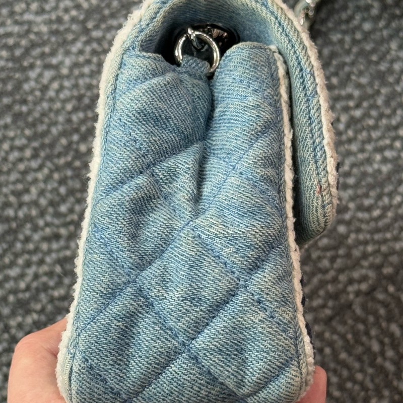 CHANEL香奈兒cf 編織牛仔大mini淺藍色
斜背包肩背包-10