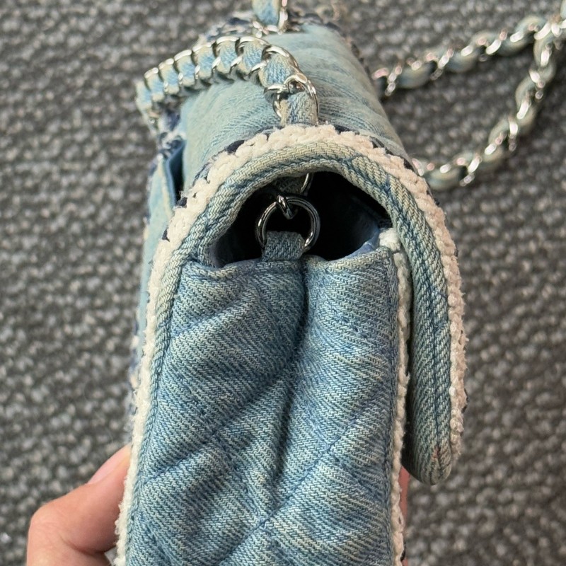 CHANEL香奈兒cf 編織牛仔大mini淺藍色
斜背包肩背包-11