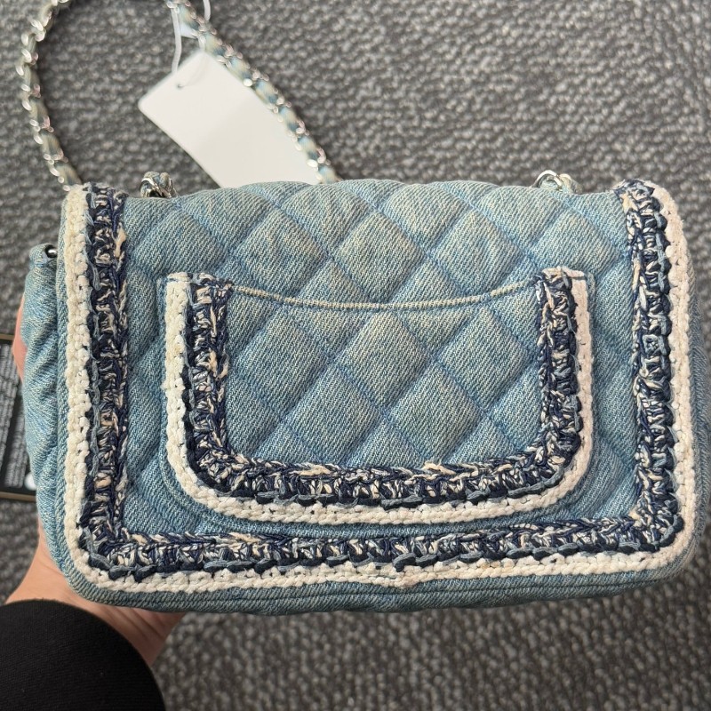 CHANEL香奈兒cf 編織牛仔大mini淺藍色
斜背包肩背包-14