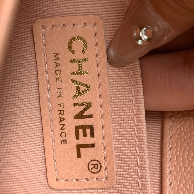 CHANEL LeBoy小號 淡橘色荔枝紋牛皮 肩背包斜背包 晶片款-26