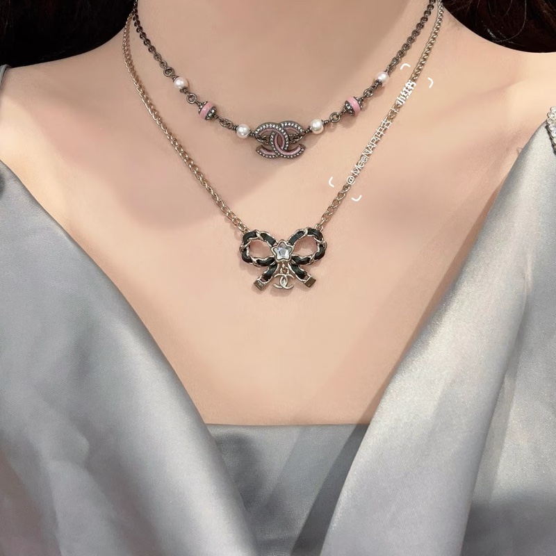 ෆ Chanel 25B粉色珍珠項鍊-0