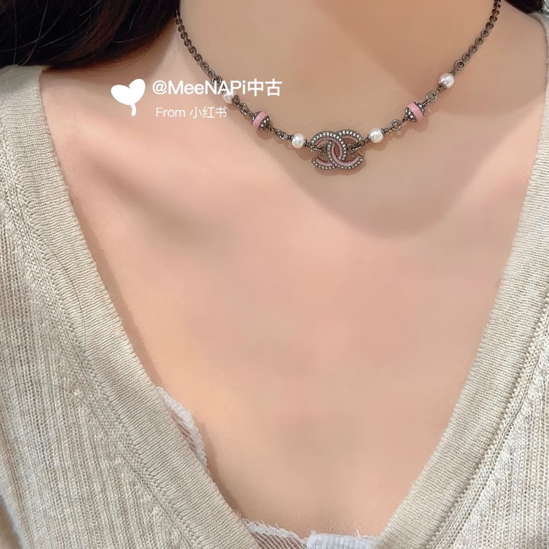 ෆ Chanel 25B粉色珍珠項鍊-2