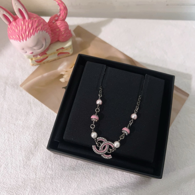 ෆ Chanel 25B粉色珍珠項鍊-3