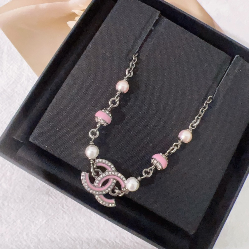 ෆ Chanel 25B粉色珍珠項鍊-4