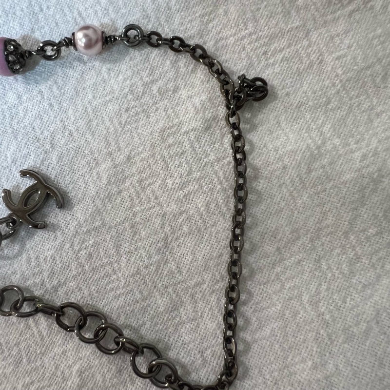 ෆ Chanel 25B粉色珍珠項鍊-11