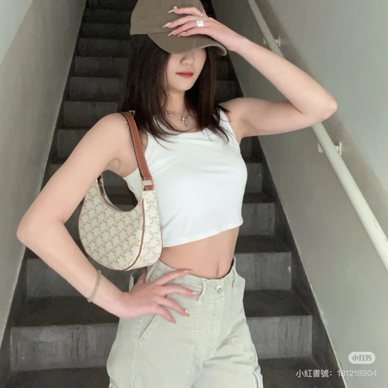 ෆ Celine AVA白色老花腋下包-1