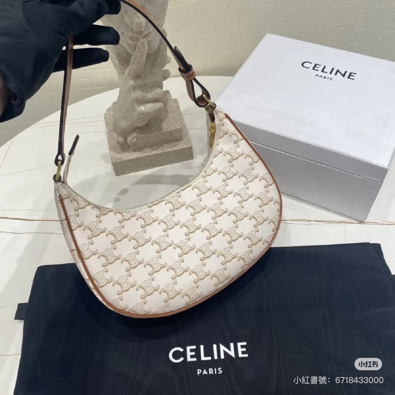 ෆ Celine AVA白色老花腋下包-6