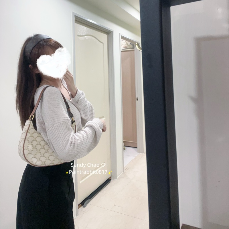 ෆ Celine AVA白色老花腋下包-7