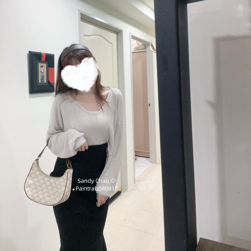 ෆ Celine AVA白色老花腋下包-9