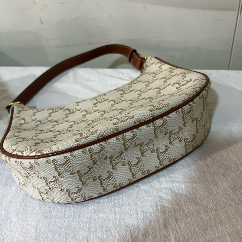 ෆ Celine AVA白色老花腋下包-13