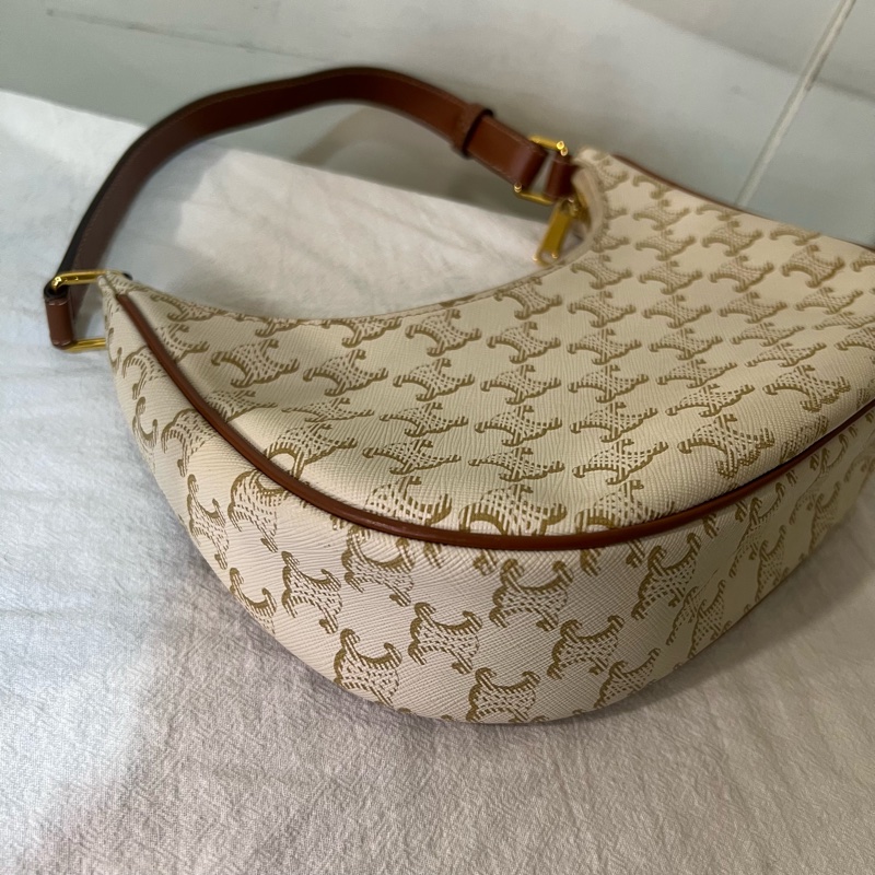 ෆ Celine AVA白色老花腋下包-14