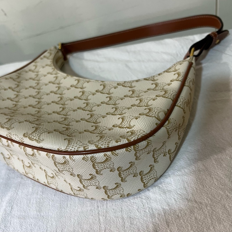 ෆ Celine AVA白色老花腋下包-15