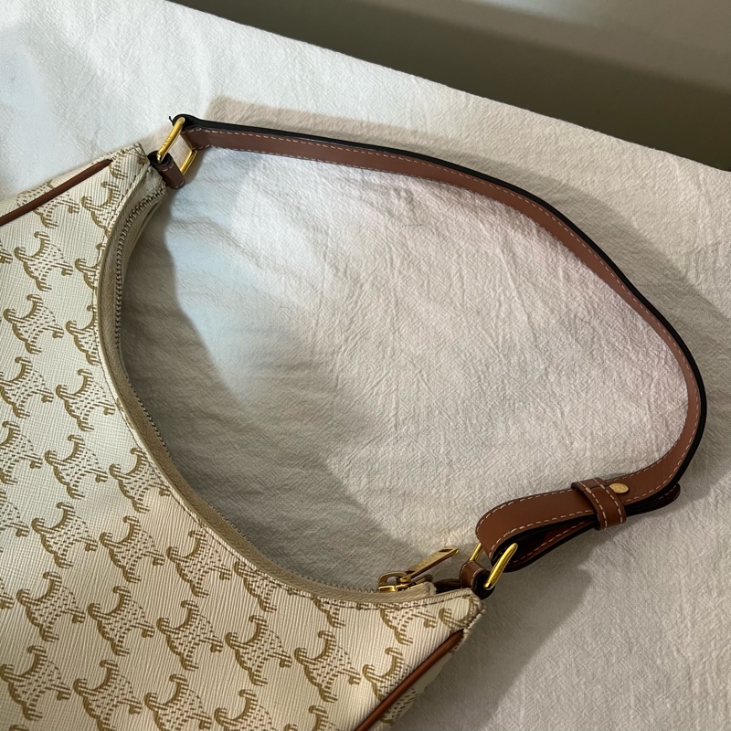 ෆ Celine AVA白色老花腋下包-16