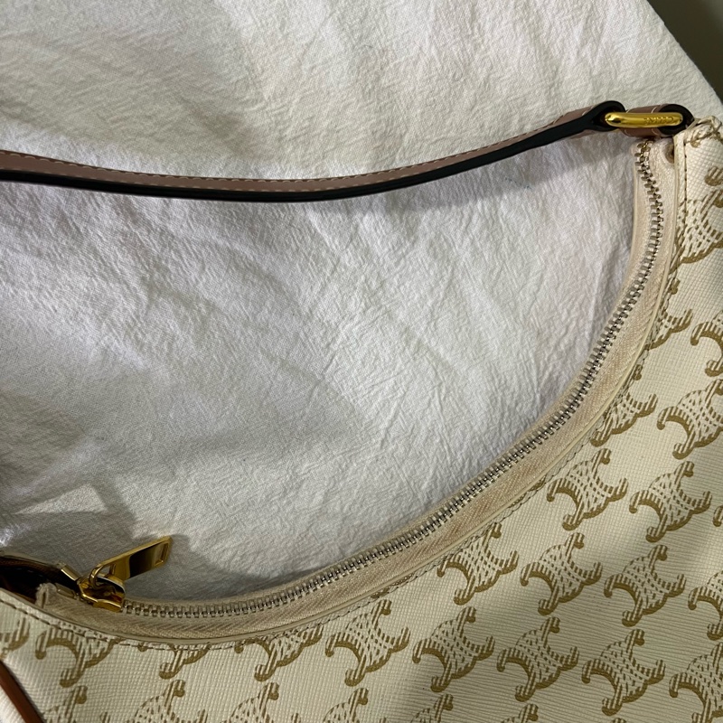 ෆ Celine AVA白色老花腋下包-17