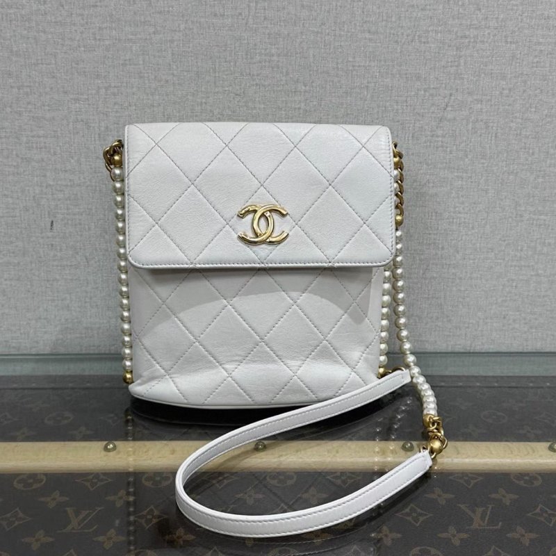 CHANEL白金珍珠鏈條肩背斜背包19*19*8 98新配件塵袋-0