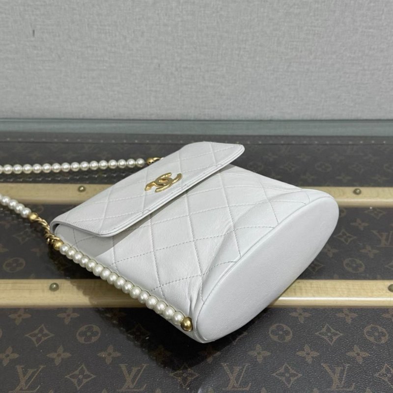 CHANEL白金珍珠鏈條肩背斜背包19*19*8 98新配件塵袋-3