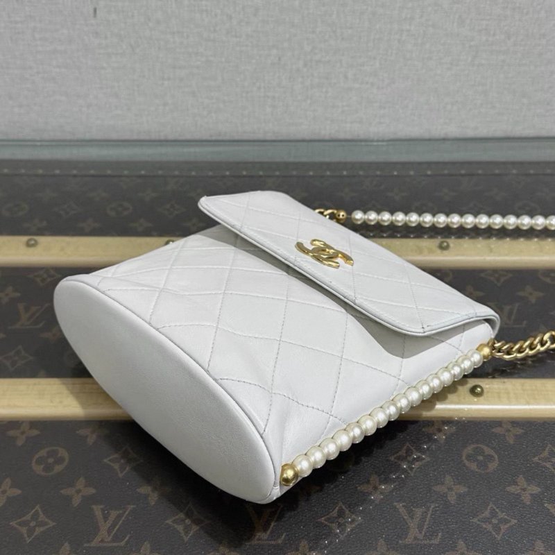 CHANEL白金珍珠鏈條肩背斜背包19*19*8 98新配件塵袋-4