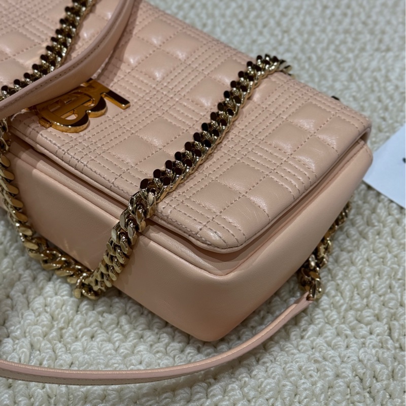 【近新閒置品】Burberry LOLA小號小羊皮蜜桃粉鏈條包肩背包斜跨包-2