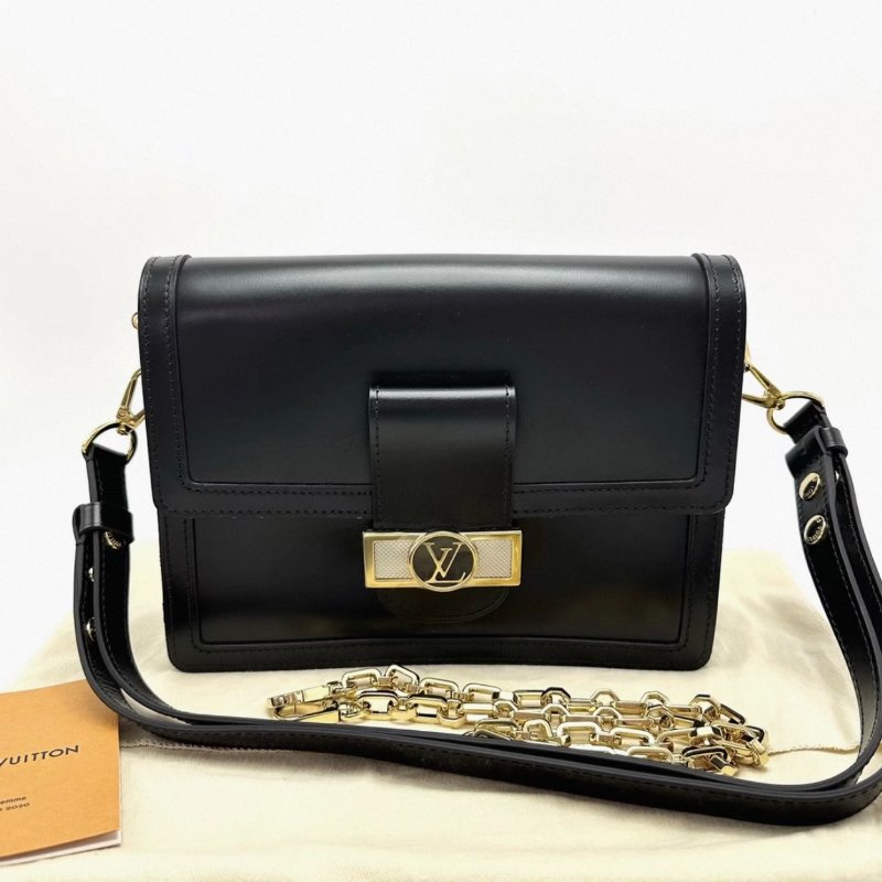 LV 黑色牛皮達芙妮中號肩背斜背包25*17*10.5 全新閒置配件塵袋-0