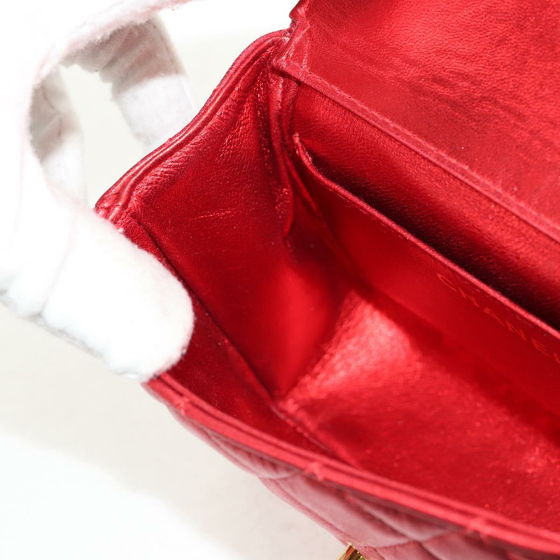 【日本直送】香奈兒 (CHANEL) 絎縫手提包，紅色金色雙C標誌，真品編號 140357M-22