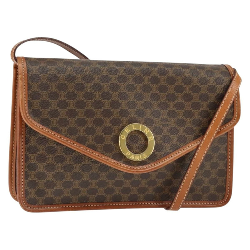 【日本直送】CELINE Macadam帆布圓形單肩包 PVC皮革 棕色 金色 正品 149156-0