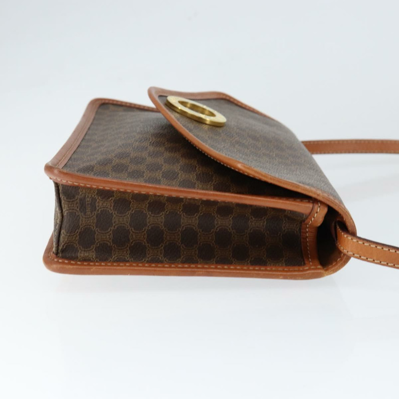 【日本直送】CELINE Macadam帆布圓形單肩包 PVC皮革 棕色 金色 正品 149156-2