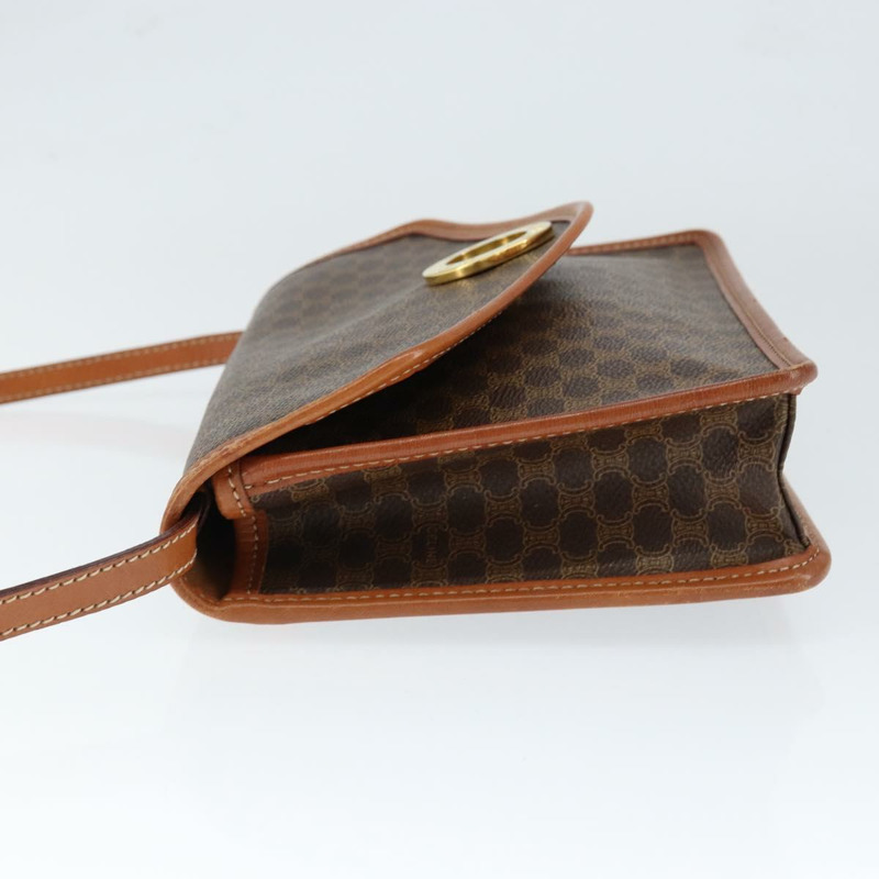 【日本直送】CELINE Macadam帆布圓形單肩包 PVC皮革 棕色 金色 正品 149156-3