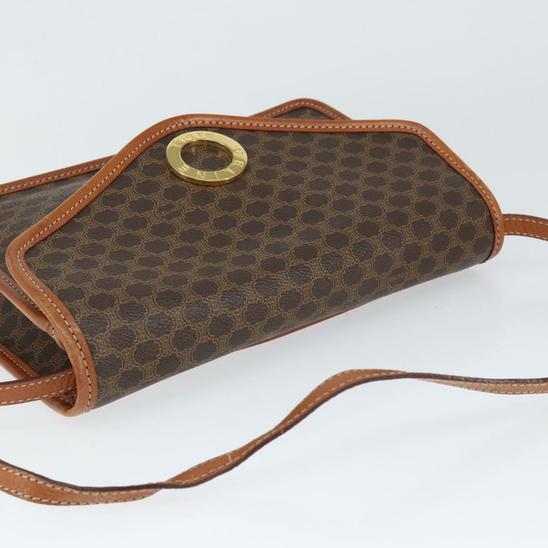 【日本直送】CELINE Macadam帆布圓形單肩包 PVC皮革 棕色 金色 正品 149156-5