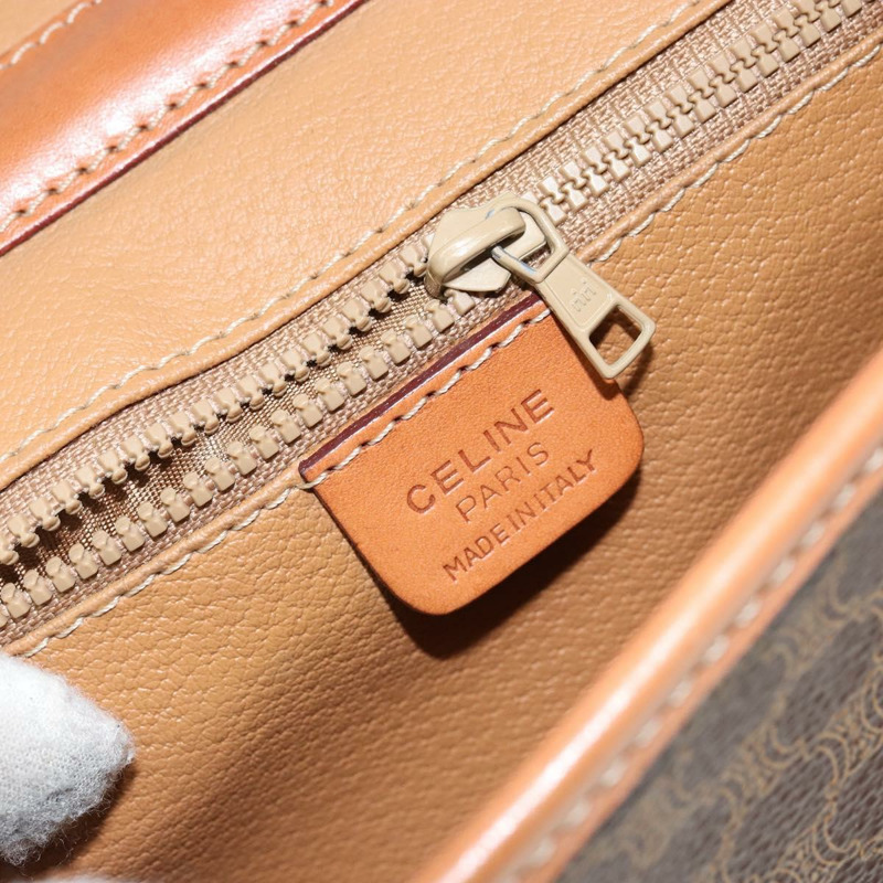 【日本直送】CELINE Macadam帆布圓形單肩包 PVC皮革 棕色 金色 正品 149156-9