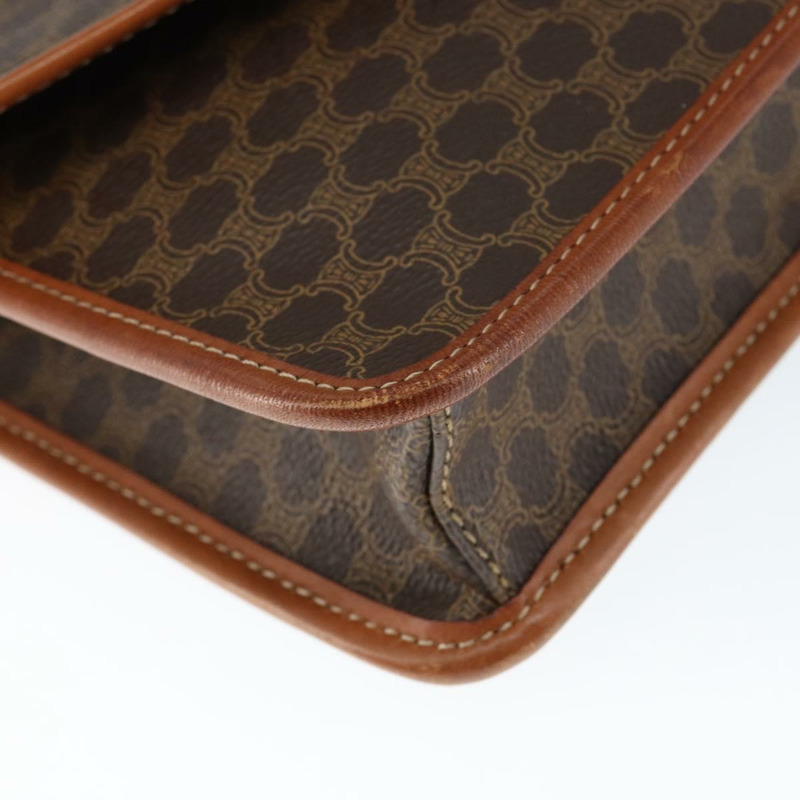 【日本直送】CELINE Macadam帆布圓形單肩包 PVC皮革 棕色 金色 正品 149156-13