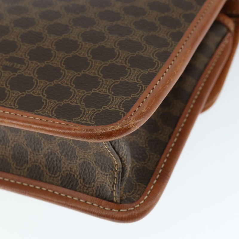 【日本直送】CELINE Macadam帆布圓形單肩包 PVC皮革 棕色 金色 正品 149156-14