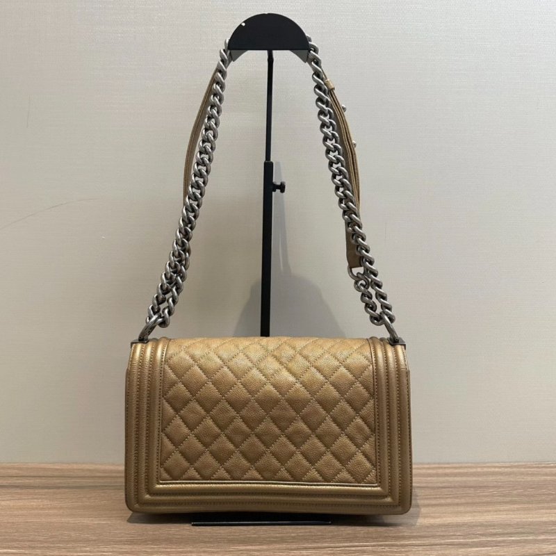 CHANEL銀扣leboy 中號肩背斜背包25*15*7.5 98新配件保卡塵袋-3