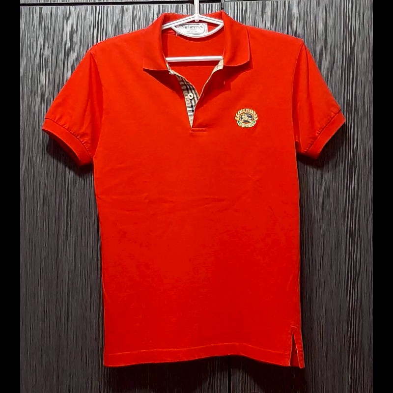 絕版BURBERRYS 博柏利 LONDON 男紅色短袖POLO衫S-0