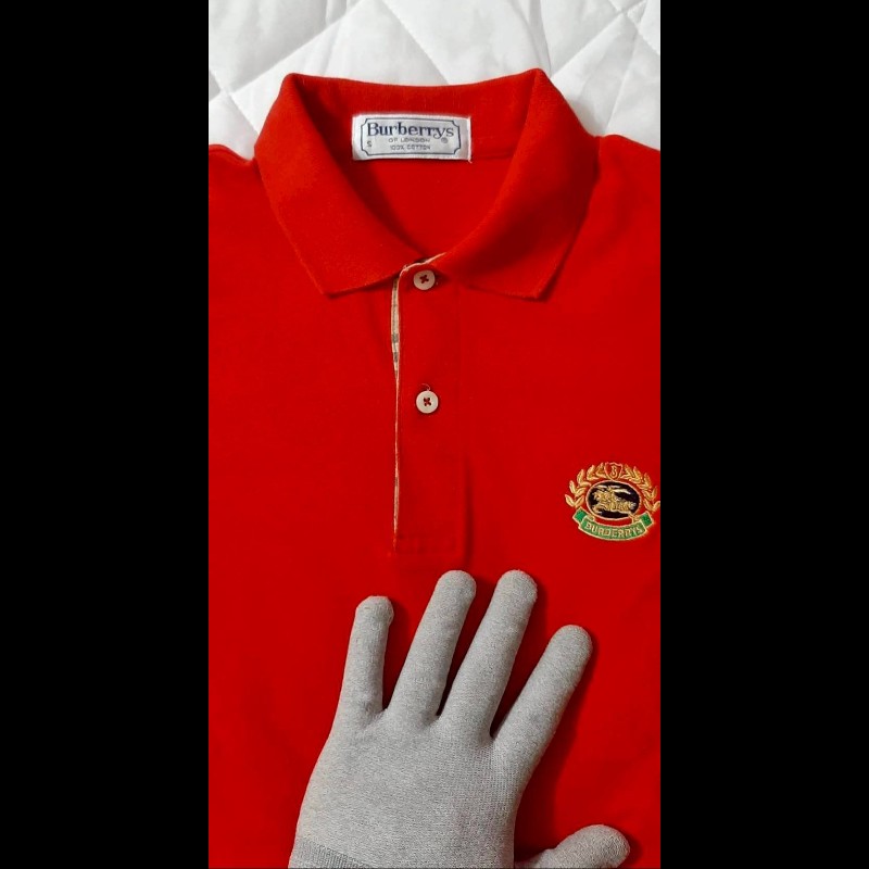 絕版BURBERRYS 博柏利 LONDON 男紅色短袖POLO衫S-2