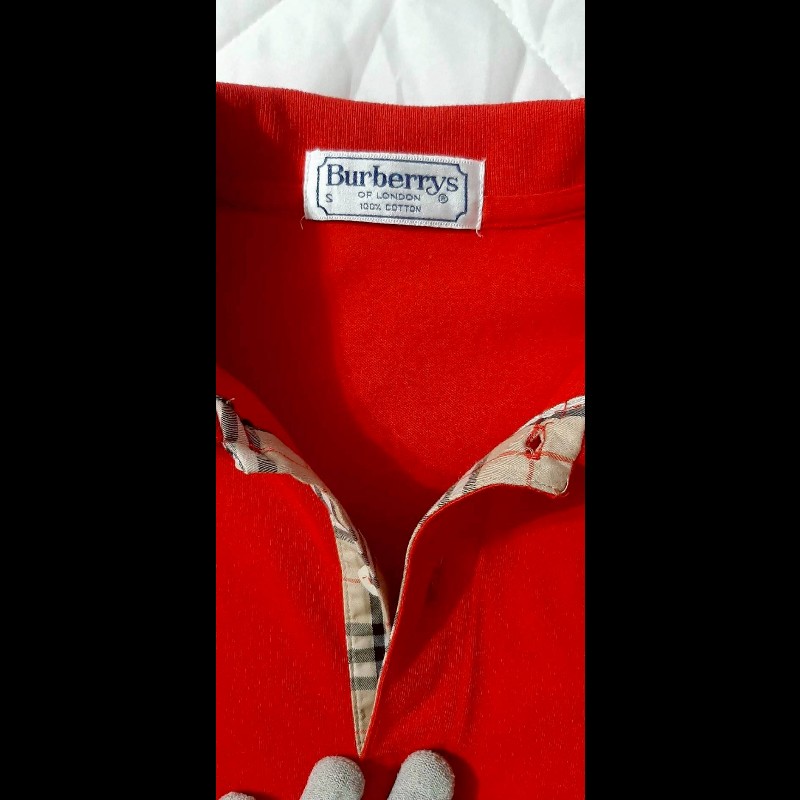 絕版BURBERRYS 博柏利 LONDON 男紅色短袖POLO衫S-6